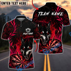 BlueJose Darts Flame Flower Wolf Dartboard Personalized Name, Team Name Unisex Shirt (4 Colors)