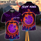 BlueJose Darts Halloween Pumpkin Dartboard Neon Glow Personalized Name, Team Name Unisex Shirt (4 Colors)