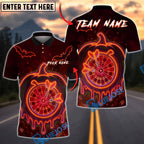 BlueJose Darts Halloween Pumpkin Dartboard Neon Glow Personalized Name, Team Name Unisex Shirt (4 Colors)