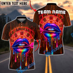 BlueJose Darts Neon Lips Rainbow Drip Personalized Name, Team Name Unisex Shirt (4 Colors)