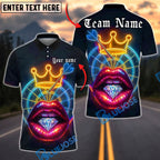 BlueJose Darts Neon Lips Diamond Crown Personalized Name, Team Name Unisex Shirt (4 Colors)