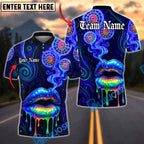 BlueJose Darts Neon Lips Smoke Psychedelic Personalized Name, Team Name Unisex Shirt (4 Colors)