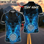 BlueJose Darts Flaming Wolf Fire Chains Dartboard Personalized Name, Team Name Unisex Shirt (4 Colors)