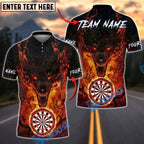 BlueJose Darts Flaming Wolf Fire Chains Dartboard Personalized Name, Team Name Unisex Shirt (4 Colors)