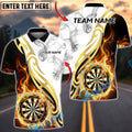 BlueJose Darts White Fire Smoke Golden Dartboard Multicolor Options Personalized Name Shirt (4 Colors)