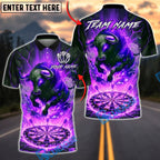 BlueJose Darts Flaming Bull Dartboard Fire Theme Multicolor Options Personalized Name Shirt (4 Colors)