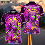 BlueJose Darts Dartboard Neon Native American Woman Colorful Tribal Design Multicolor Options Personalized Name Shirt (4 Colors)