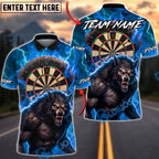 BlueJose Darts Wolf Lightning Multicolor Options Personalized Name Shirt (4 Colors)