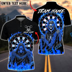 BlueJose Darts Grim Reaper Dartboard Flaming Chains Multicolor Options Personalized Name Shirt (4 Colors)