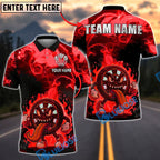 BlueJose Darts Dartboard Cartoon Crazy Flame Personalized Name, Team Name Unisex Shirt (4 Colors)