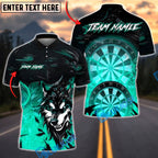BlueJose Darts Wolf Smoke Design Multicolor Options Personalized Name Shirt (4 Colors)