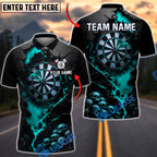 BlueJose Darts Dark Skull Cracked Dartboard Gothic Fire Art Multicolor Options Personalized Name Shirt (4 Colors)