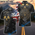 BlueJose Darts Skull American Flag Golden Dartboard Personalized Name Shirt