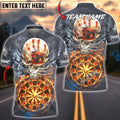 BlueJose Darts Fire Skull Hand Mark Multicolor Options Personalized Name Shirt (4 Colors)