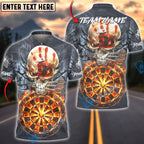 BlueJose Darts Fire Skull Hand Mark Multicolor Options Personalized Name Shirt (4 Colors)