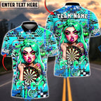 BlueJose Darts Graffiti Rebel Girl Dartboard Multicolor Options Personalized Name Shirt (4 Colors)