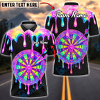 BlueJose Darts Rainbow Melt Dripping Dartboard Multicolor Options Personalized Name Shirt (6 Colors)