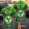 BlueJose Darts 420 Alien Finger Cannabis Leaf Personalized Name, Team Name Unisex Shirt (4 Colors)