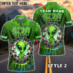 BlueJose Darts 420 Alien Finger Cannabis Leaf Personalized Name, Team Name Unisex Shirt (4 Colors)