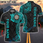 BlueJose Darts Tribal Maori Dragon Multicolor Options Personalized Name Shirt (6 Colors)