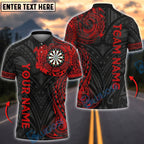 BlueJose Darts Tribal Maori Dragon Multicolor Options Personalized Name Shirt (6 Colors)