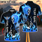 BlueJose Darts Flaming Biker Skull Middle Finger Multicolor Options Personalized Name Shirt (4 Colors)