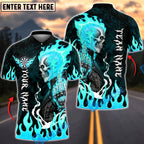BlueJose Darts Flaming Biker Skull Middle Finger Multicolor Options Personalized Name Shirt (4 Colors)