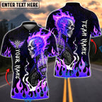 BlueJose Darts Flaming Biker Skull Middle Finger Multicolor Options Personalized Name Shirt (4 Colors)