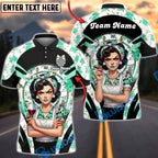 BlueJose Darts Retro Pinup Lady Floral Dartboard Personalized Name, Team Name Unisex Shirt (6 Colors)