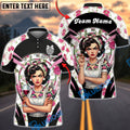 BlueJose Darts Retro Pinup Lady Floral Dartboard Personalized Name, Team Name Unisex Shirt (6 Colors)