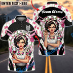 BlueJose Darts Retro Pinup Lady Floral Dartboard Personalized Name, Team Name Unisex Shirt (6 Colors)