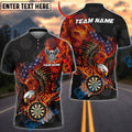 BlueJose Darts Patriotic Flaming Eagle Fire Personalized Name Shirt