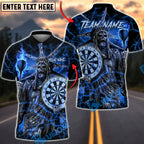 BlueJose Darts Statue of Liberty Skull Flame Multicolor Options Personalized Name Shirt (4 Colors)