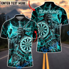 BlueJose Darts Statue of Liberty Skull Flame Multicolor Options Personalized Name Shirt (4 Colors)