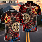 BlueJose Darts Statue of Liberty Skull Flame Multicolor Options Personalized Name Shirt (4 Colors)