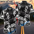 BlueJose Darts Black White Lion Dartboard Personalized Name Shirt