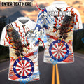 BlueJose Darts Eagle USA Flag Dartboard Flame Personalized Name Shirt