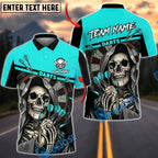 BlueJose Darts Grim Reaper Skeleton Holding Darts Dartboard Vivid Black Personalized Name, Team Name Unisex Shirt (4 Colors)