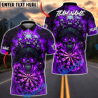 BlueJose Darts Burning Skull Gothic Fire Elements Personalized Name, Team Name Unisex Shirt (4 Colors)