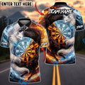 BlueJose Darts Dartboard Ice Fire Wolf Nine Tailed Fox Personalized Name Shirt