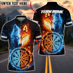 BlueJose Darts Elemental Fire And Ice Wolves Mythical Creatures Personalized Name, Team Name Unisex Shirt (4 Colors)
