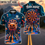 BlueJose Darts Dartboard Spooky Pumpkin Gothic Halloween Costume Party Theme Personalized Name, Team Name Unisex Shirt (4 Colors)