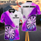 BlueJose Darts Dartboard Neon Light Rays Abstract Geometric Personalized Name, Team Name Unisex Shirt (4 Colors)