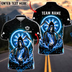 BlueJose Darts Skull Reaper Cosmic Fire Personalized Name, Team Name Unisex Shirt (4 Colors)
