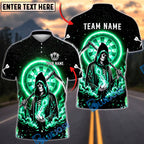 BlueJose Darts Skull Reaper Cosmic Fire Personalized Name, Team Name Unisex Shirt (4 Colors)