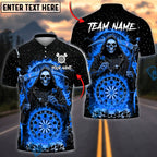 BlueJose Darts Grim Reaper Flaming Dartboard Personalized Name, Team Name Unisex Shirt (4 Colors)