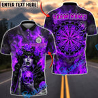 BlueJose Darts Gothic Witch Skull Fiery Zodiac Dartboard Design Personalized Name, Team Name Unisex Shirt (4 Colors)