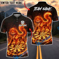 BlueJose Darts Dartboard Fire Fox Nine Tailed Mythical Creature Burning Flame Personalized Name, Team Name Unisex Shirt (4 Colors)