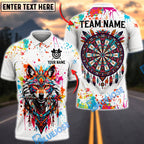 BlueJose Darts Tribal Wolf Spirit White Paint Splash Personalized Name Shirt