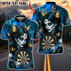 BlueJose Darts Gothic Butterfly Girl Personalized Name, Team Name Unisex Shirt (4 Colors)